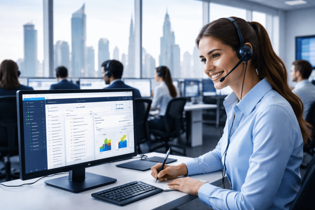 Outbound Dialers in Dubai Call Centers: AI-Powered Automation Explained 1 AI Powered Outbound Dialer in Dubai Call Center – Professional Agent