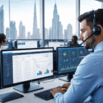 Outbound Dialers in Dubai Call Centers: AI-Powered Automation Explained 2 AI-powered Outbound Dialer in Dubai Call Center with cloud analytics dashboard
