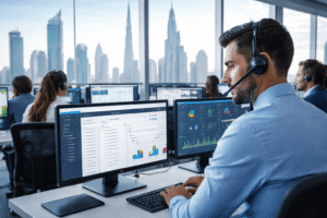 AI-powered Outbound Dialer in Dubai Call Center with cloud analytics dashboard