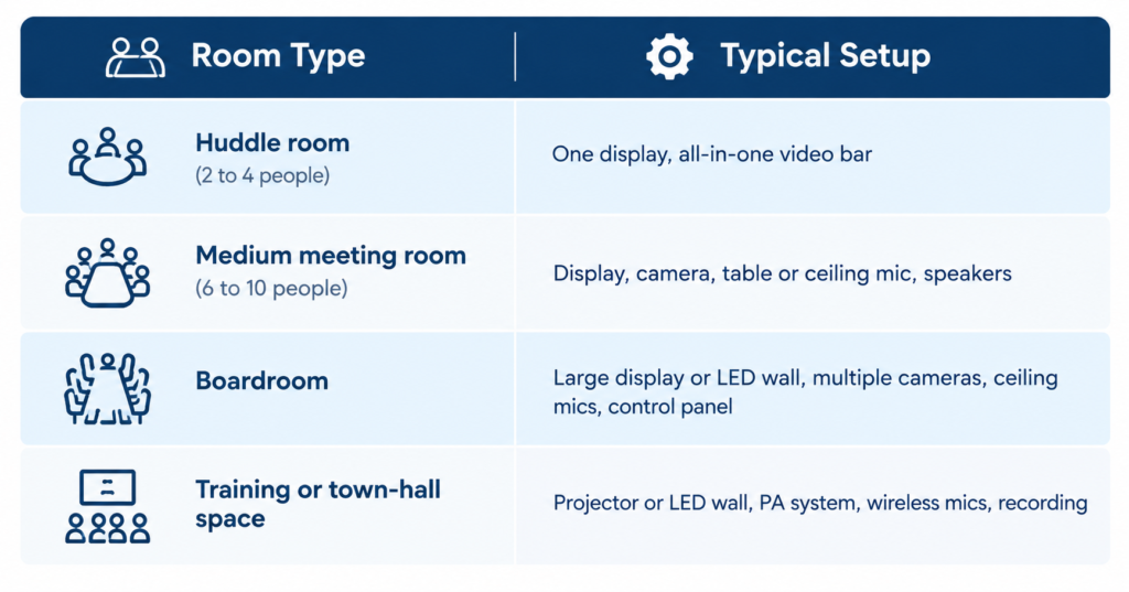 Blue Room Technology Setup Table - Vas Technologies Matching the room to the kit